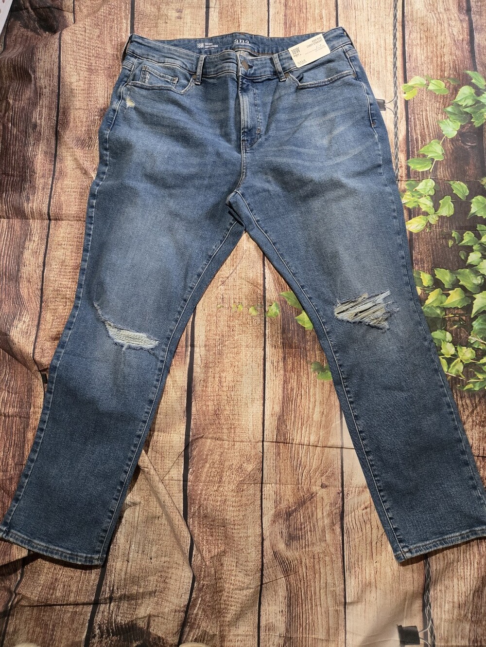Ladies Distressed Blue Jeans - Classic Denim